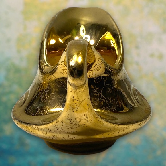 1940s-50s MCM 22k Gold Pearl China Co. Aladdin Sugar & Cream Set Hand Painted - Picture 4 of 10